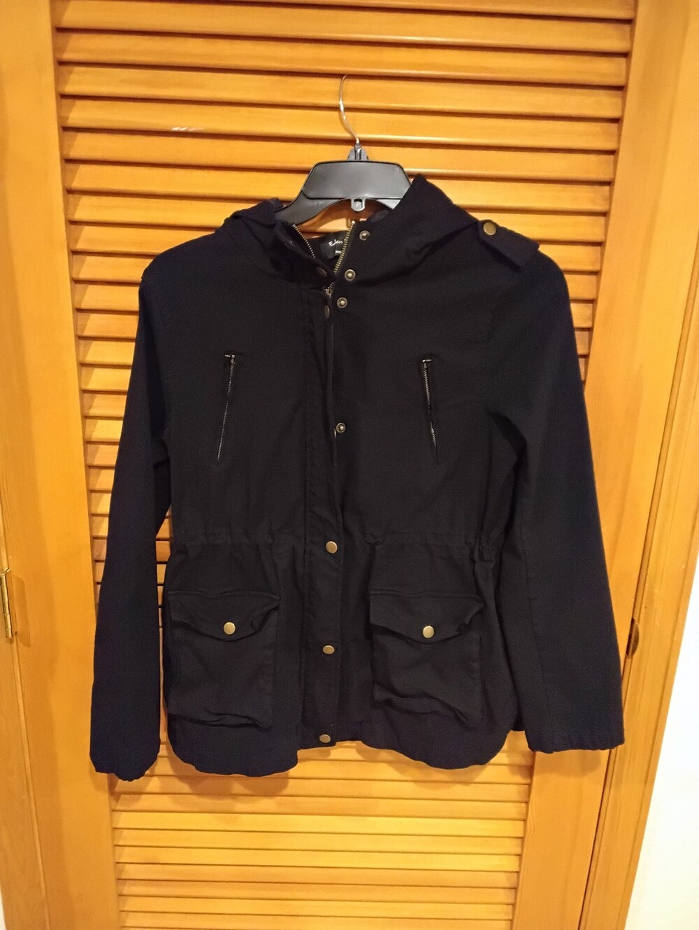 USED Black Eden Society Hooded Utility Jacket Large